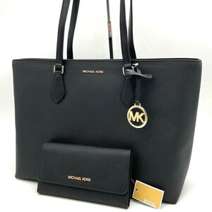 Michael Kors Bag Large Sheila Mf Tote Bag & Large Trifold Wallet Black/Gold